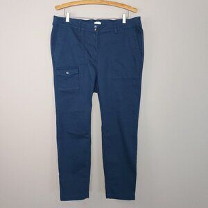 JJill Navy Blue High Rise Academia Patch Pocket Straight Leg Pants Size 18